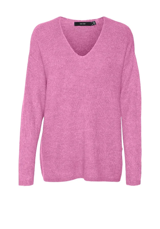 Biggest Sale of the Season!Vero Moda V Neck Ribbed Sweater, Pink