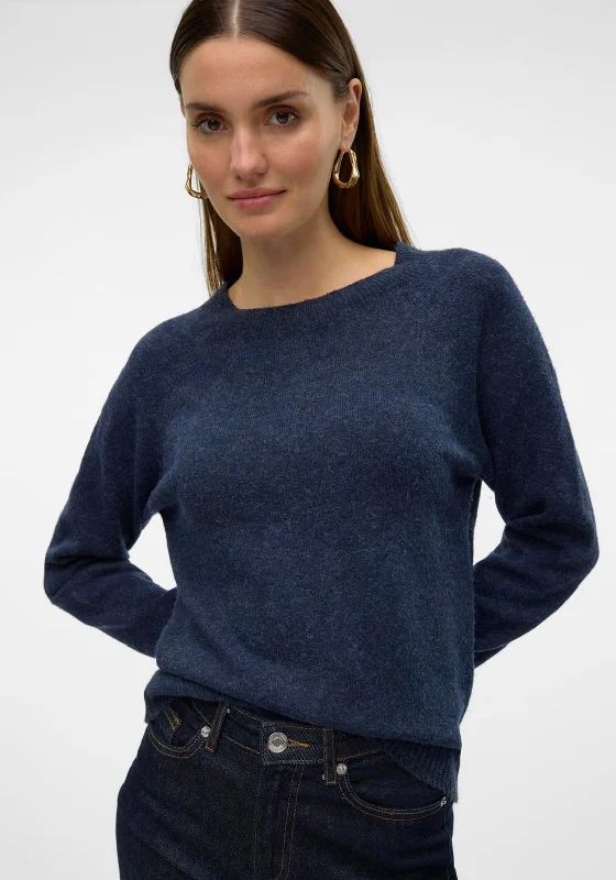 Limited Deals, Unlimited Savings!Vero Moda Doffy Round Neck Knit Jumper, Navy Blazer