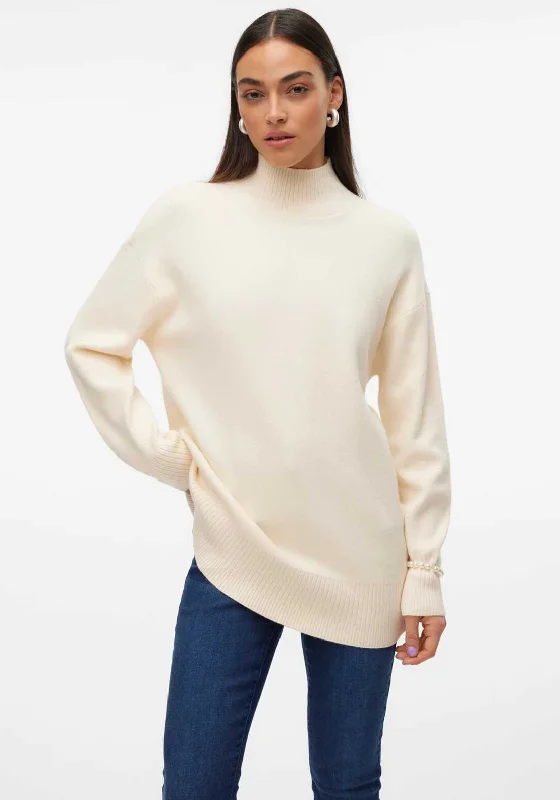Unmissable Offers Await!Vero Moda Gold High Neck Jumper, Off White