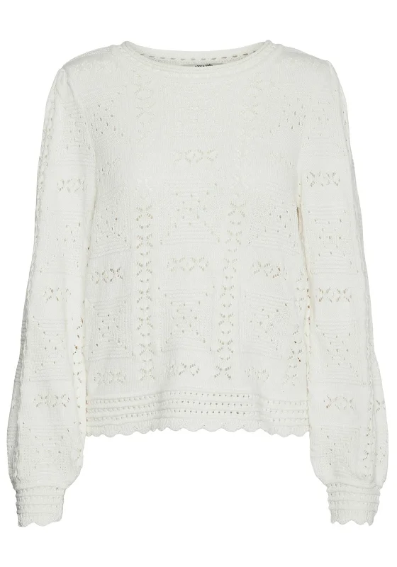 Time to Save Big!Vero Moda Jayla Round Neck Knit Sweater, Snow White