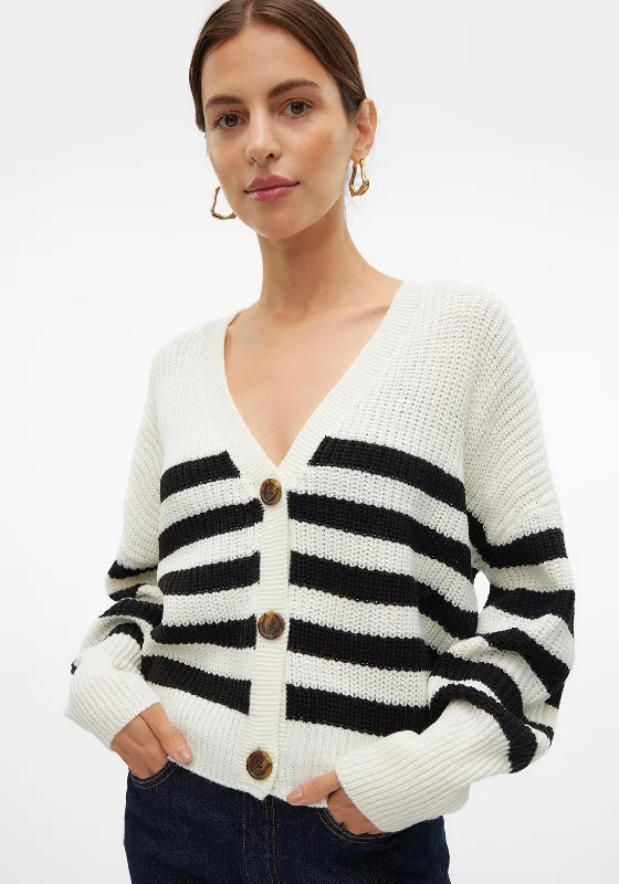 Save More with Every Purchase!Vero Moda Lea Cropped Striped Button Up Cardigan, Cream and Black