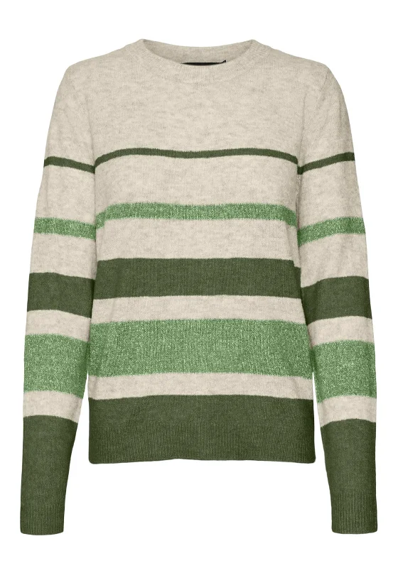 The Sale You’ve Been Waiting For!Vero Moda Plaza Striped Jumper, Cream and Green