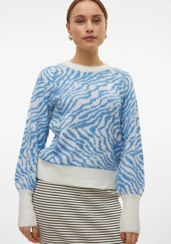 Every Deal is a Steal!Vero Moda Tari Zebra Print Jumper, Blue