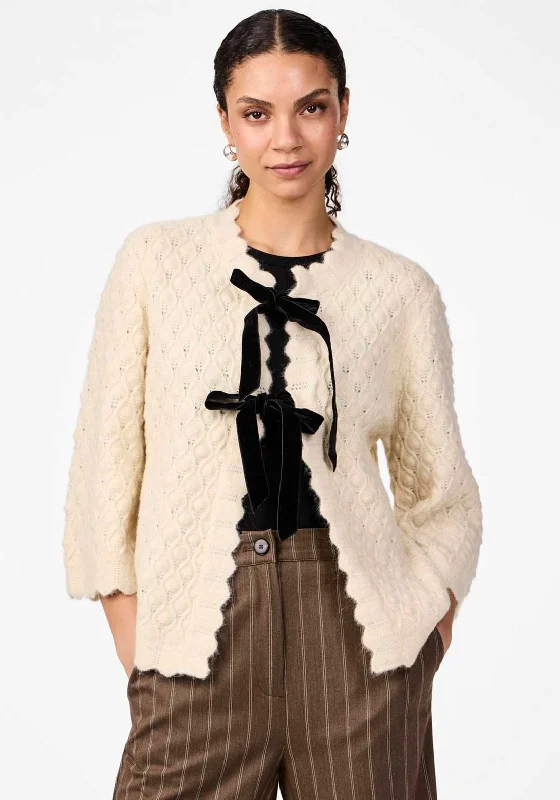 Price Drop Alert!Y.A.S Egsa Bow Front Crochet Cardigan, Birch