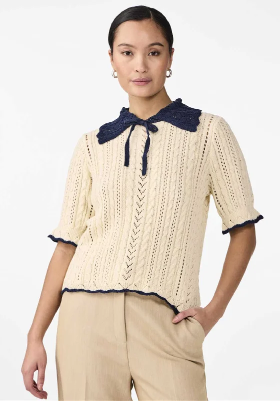 Buy More, Pay Less!Y.A.S Evia Crochet Knit Top, Birch Dress Blues