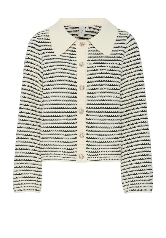 Hot Deals You Can’t Resist!Y.A.S Fanto Striped Collared Cardigan, Gardenia