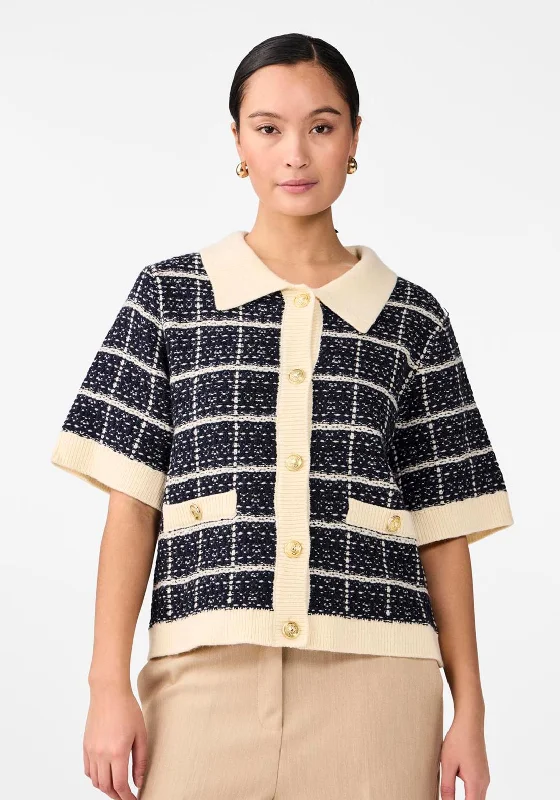 Special Discounts Inside!Y.A.S Livia Check Knit Cardigan, Navy