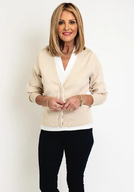 Buy One, Get One Free!YAYA V-Neck Concealed Placket Cardigan, Summer Sand Dessin