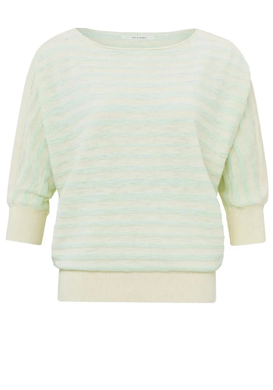 Don't Miss Out!Yaya Striped Batwing Sweater Top, Mint Green