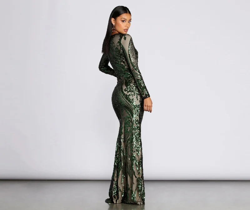 Stock Up and Save!Alexandria Formal Sequin Scroll Dress