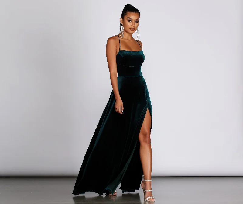 Exclusive Deals Just for You!Alycia Velvet Lace-Up Gown