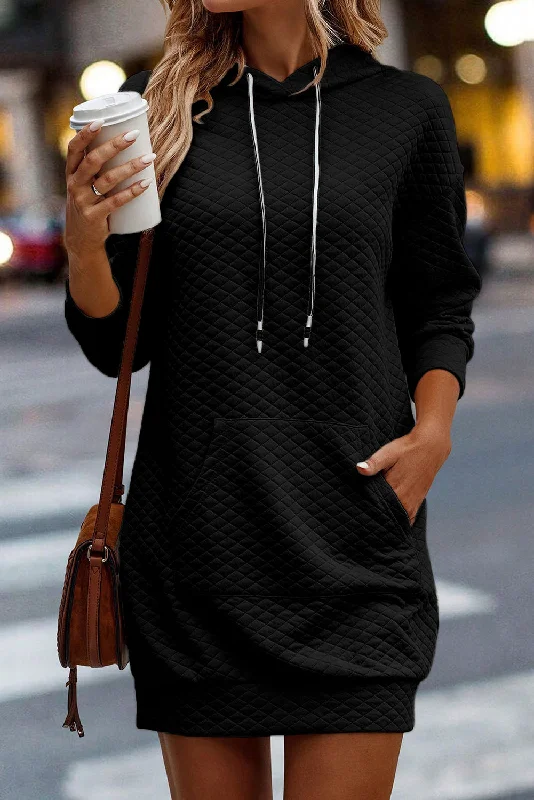 Limited Deals, Unlimited Savings!Quilted Kangaroo Pocket Hooded Dress