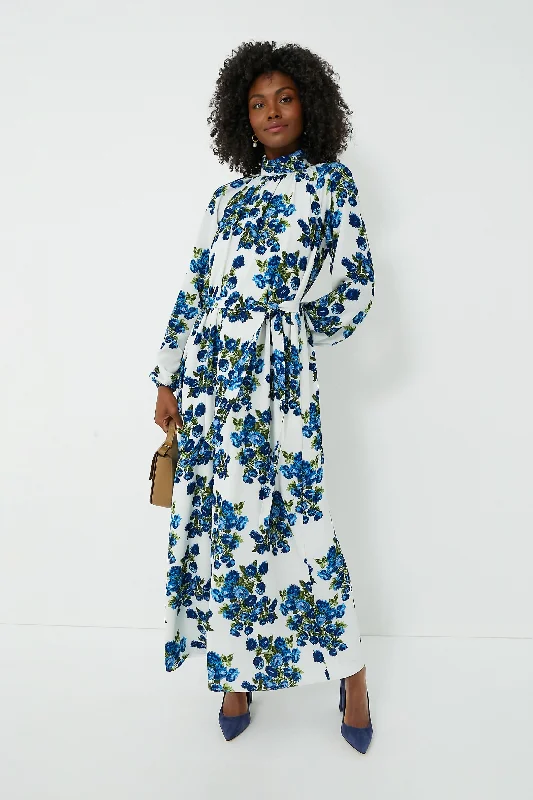 Time to Snag a Bargain!Blue Flower Bouquet Elanda Crepe Georgette Dress