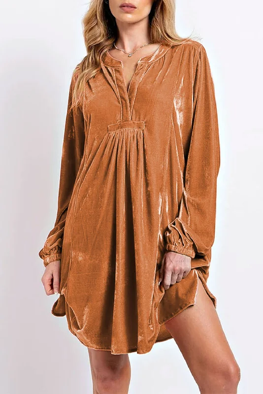 Your Dream Deal is Here!Velvet Split Neck Tunic Dress