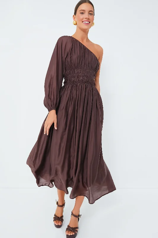 Today Only – Don’t Miss It!Exclusive Chocolate One Shoulder Maxi Dress