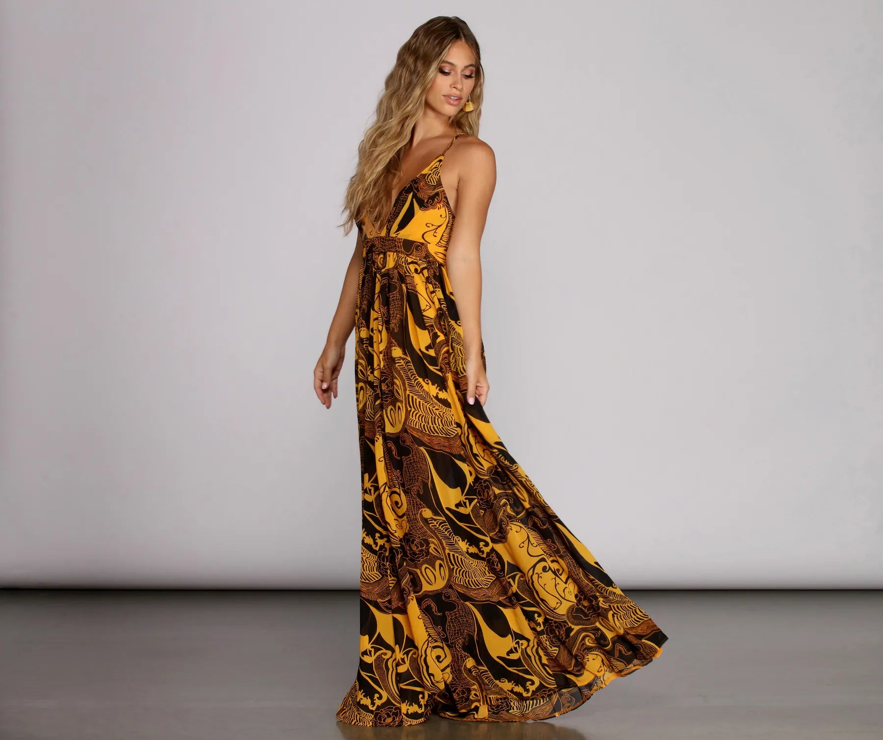 Don’t Wait – Shop Today!Donna Chiffon Deep V Gown
