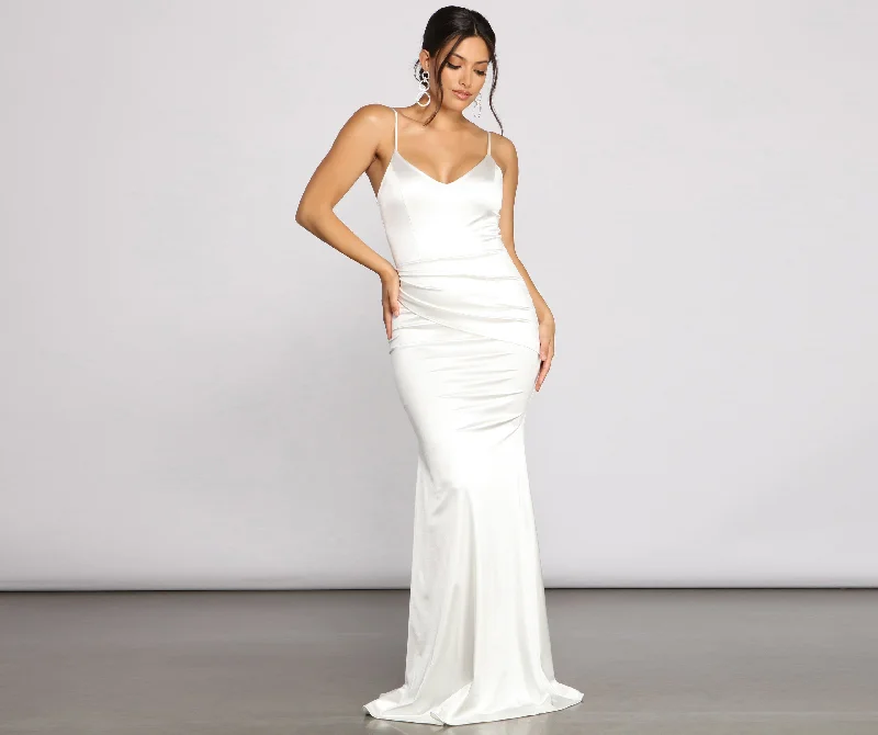 Steals and Deals Await!Emilia Draped Satin Gown