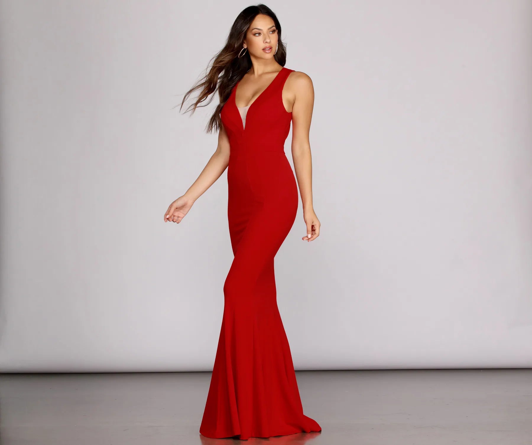 Huge Savings – Act Now!Emma Seamed Crepe Mermaid Gown