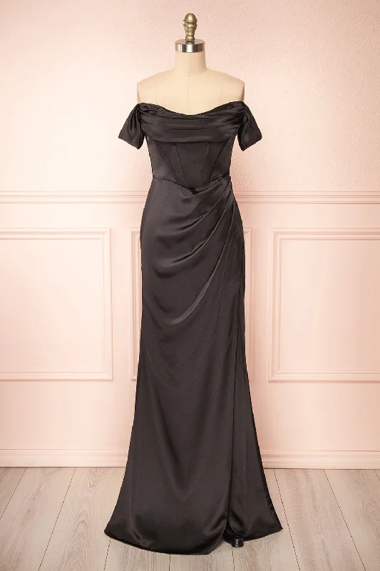 Act Fast – Limited Time Savings!Evolet Black | Off-Shoulder Corset Maxi Dress