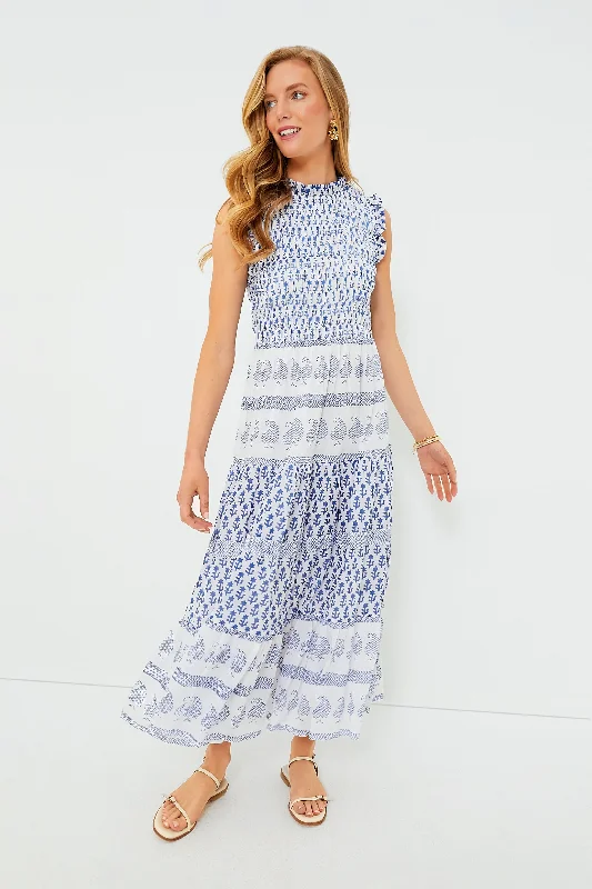 Shop Early, Save Big!Exclusive Flora Blue Sleeveless Smocked Maxi Dress