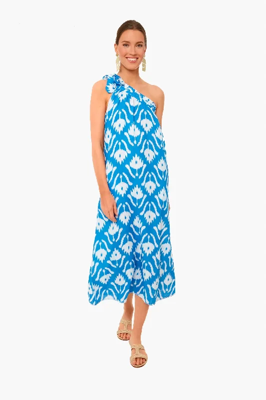New Discounts Just Dropped!Exclusive Ikat Blue Water Lilly Dress