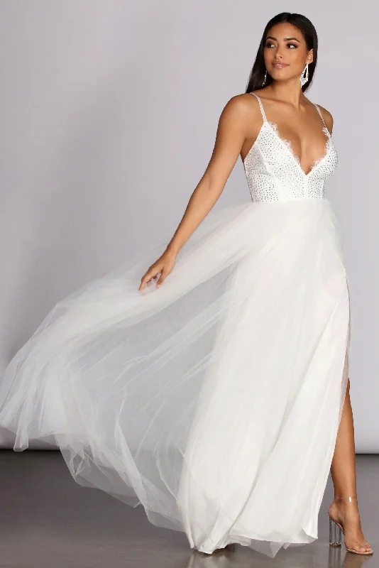 One Day Only – Huge Savings!Graciela Heat Stone Tulle Gown