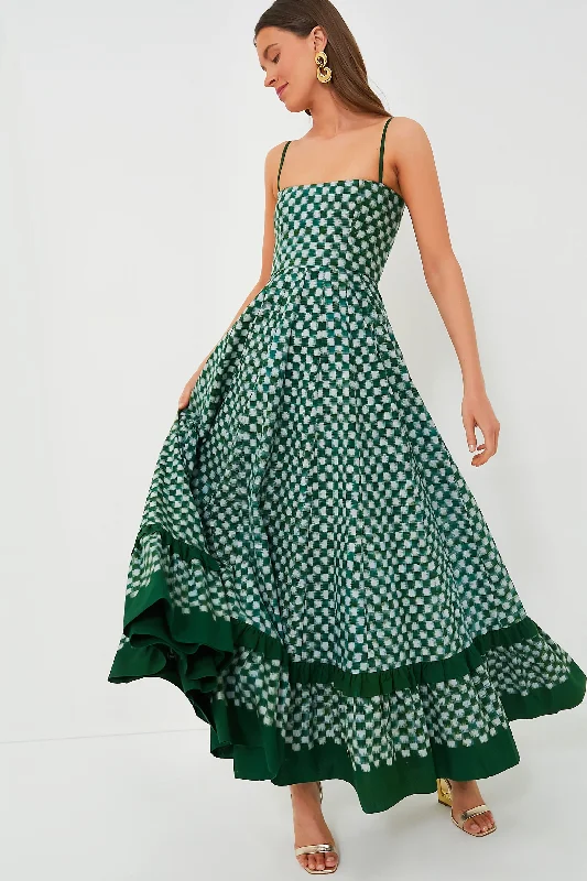 Hurry, Sale Ends Soon!Green Checkmate Dress