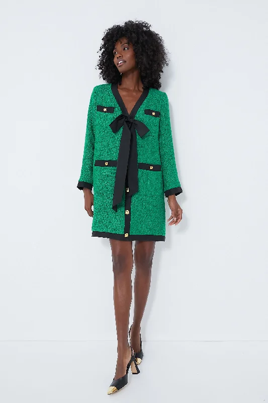 Savings You Can’t Ignore!Green Coco Tweed Bow Dress
