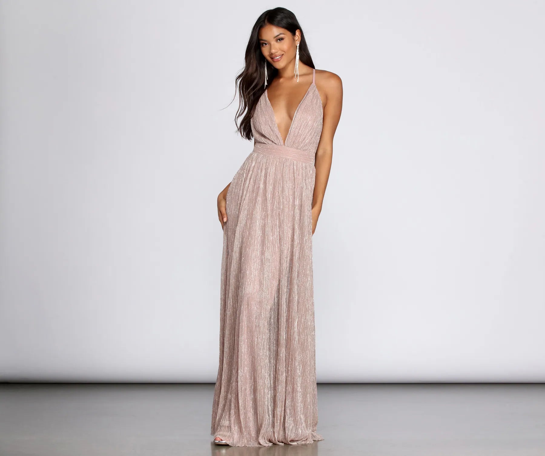 One Day Only – Huge Savings!Haley Formal Shimmering Metallic Dress
