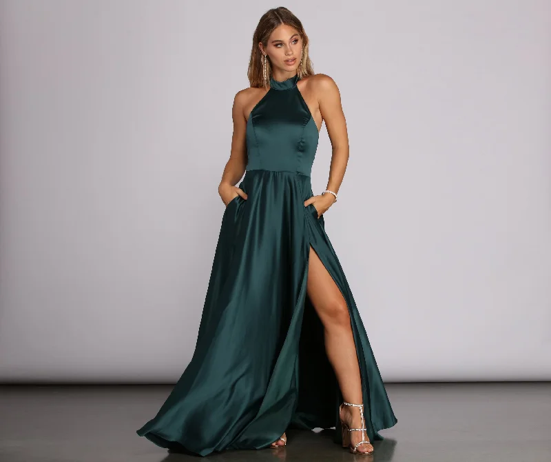 Hottest Discounts of the Year!India Satin Tie Neck Gown