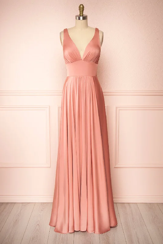 Time to Save Big!Johanie Pink | Satin Maxi Dress