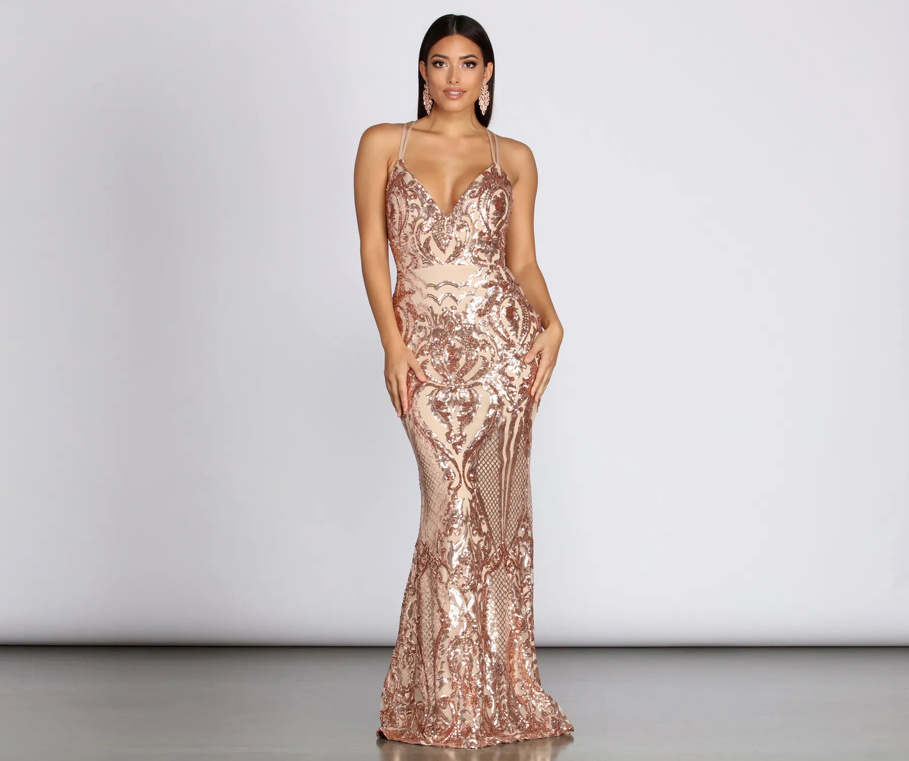 Hurry! While Supplies Last!Julieanne Formal Sequin Scroll Dress