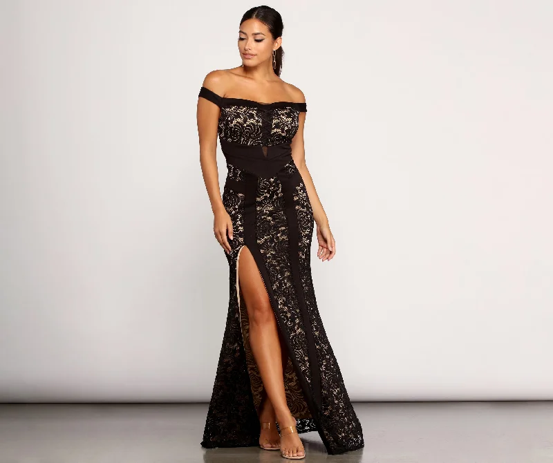 Must-Have Deals Inside!Taylor Formal Off The Shoulder Lace Dress