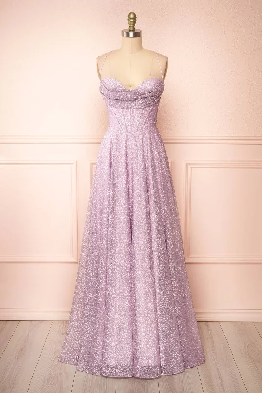 Time to Save Big!Lexy Lilac | Sparkly Cowl Neck Maxi Dress