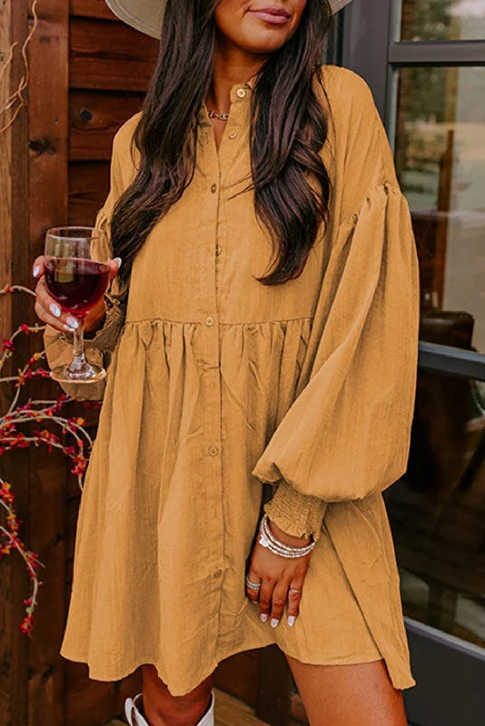 The Best Sale of the Year!Smocked Bishop Sleeve Shirt Dress