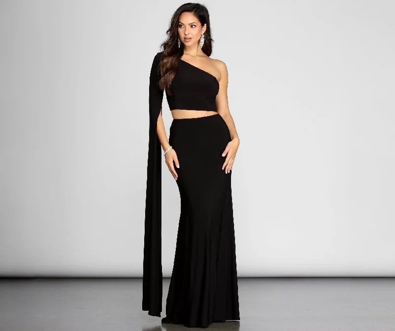 Buy More, Pay Less!Linda One Shoulder Two Piece Dress