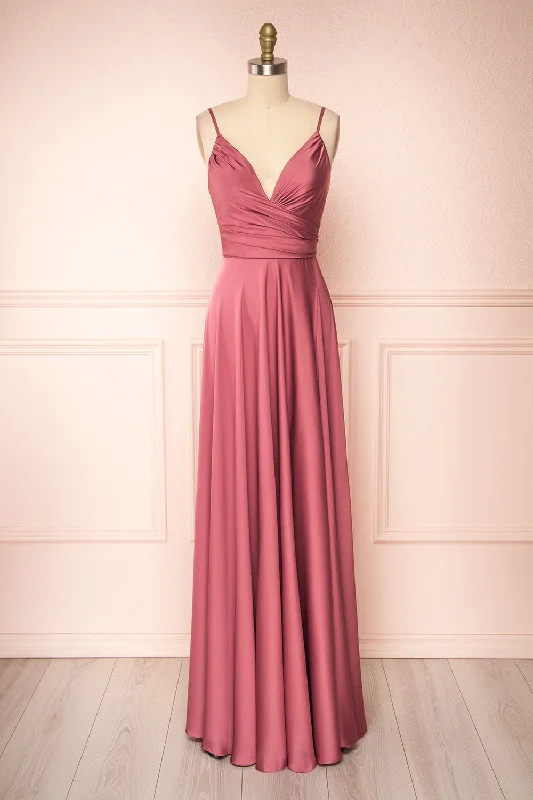 Every Deal is a Steal!Lizza Pink | Maxi Satin Dress w/ Slit
