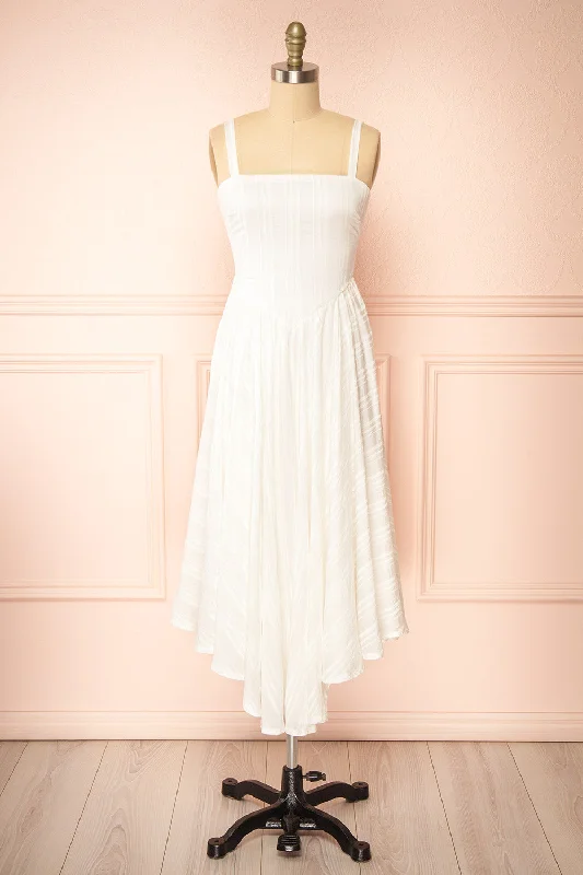 Don’t Wait – Shop Today!Magdalene | Striped White Dress w/ Asymmetrical Hem
