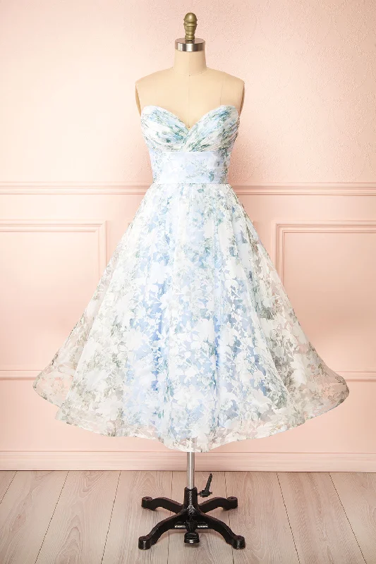 Exclusive Deals Just for You!Mahalia Blue | Midi Floral Gown w/ Sparkly Lining