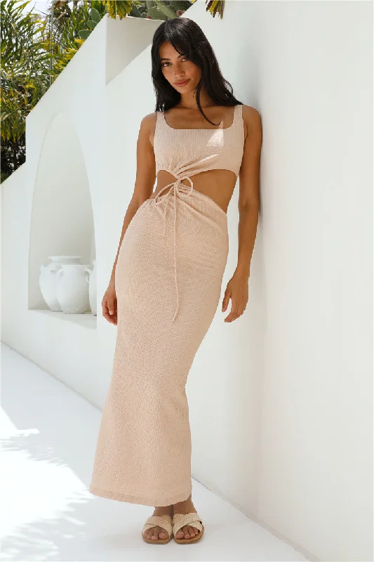 Savings You Can’t Ignore!Movie Theatre Maxi Dress Beige