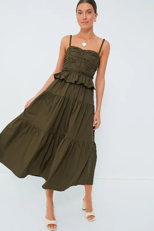 One Click Away from Big Savings!Exclusive Olive Tiered Maxi Dress