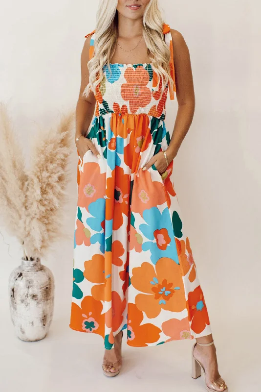Special Offer – Act Fast!Floral Smocked Pocketed Maxi Dress