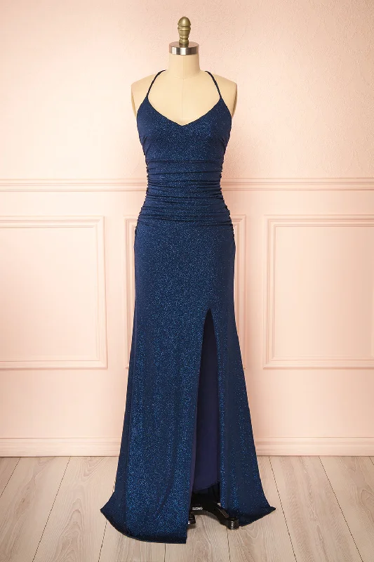 Your Best Deals Are Here!Samira Navy | Sparkly Mermaid Maxi Dress w/ Slit