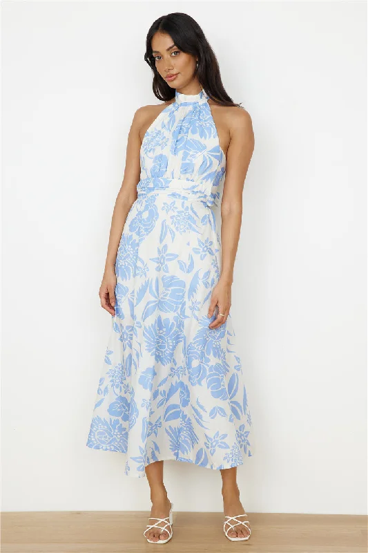 Your Shopping Spree Starts Here!Showing Emotions Halter Maxi Dress Blue