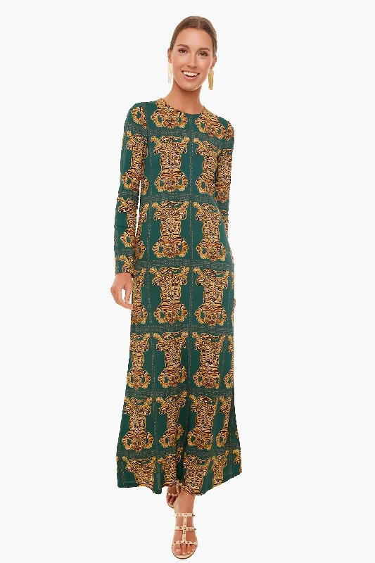 Your Shopping Wish, Our Discount Command!Tiger Tiles Long Sleeve Swing Dress