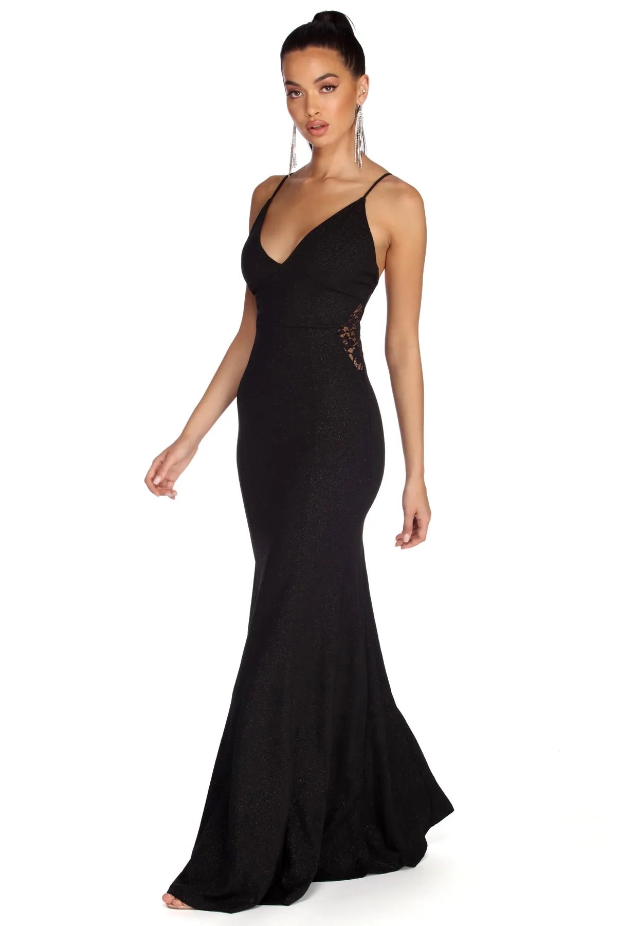 Save More Than Ever!Vivian Formal Glitter And Lace Dress