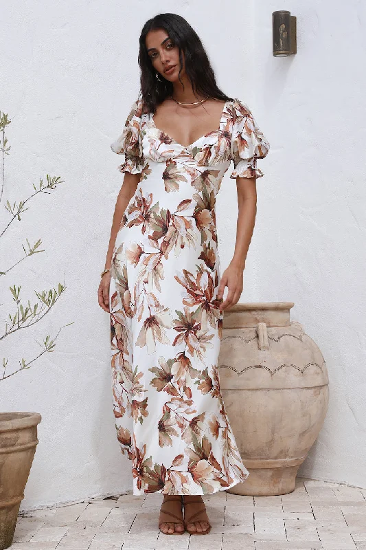 Get Ready to Save!Whimsical Heart Maxi Dress Brown