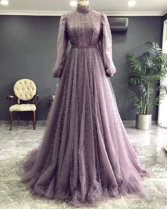 Unmissable Offers Await!2021 A-Line Long Sleeves LongProm Dresses   cg20654