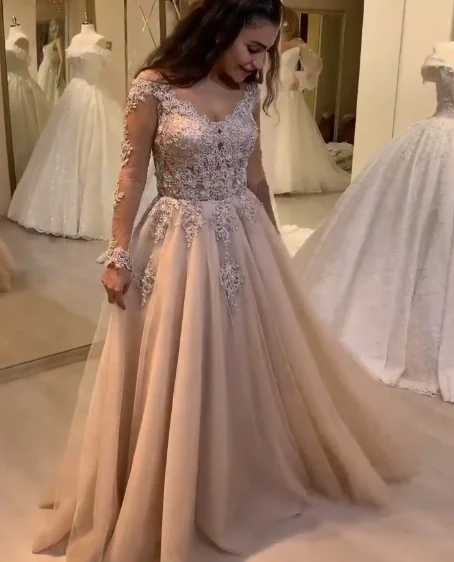 Huge Savings – Act Now!2021 A-Line Long Sleeves V-neck Long Applique Prom Dresses cg20653 Huge Savings – Act Now!2021 A-Line Long Sleeves V-neck Long Applique Prom Dresses cg20653