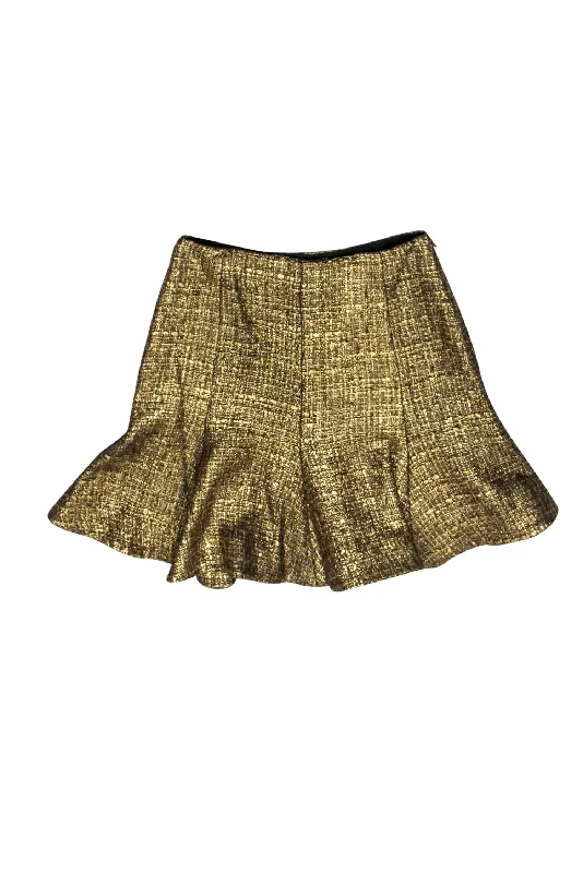 Flash Sale – Act Fast!Adam Lippes - Gold Metallic Tweed Skirt Sz 4